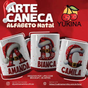 V49 – Arte Caneca Alfabeto Natalino