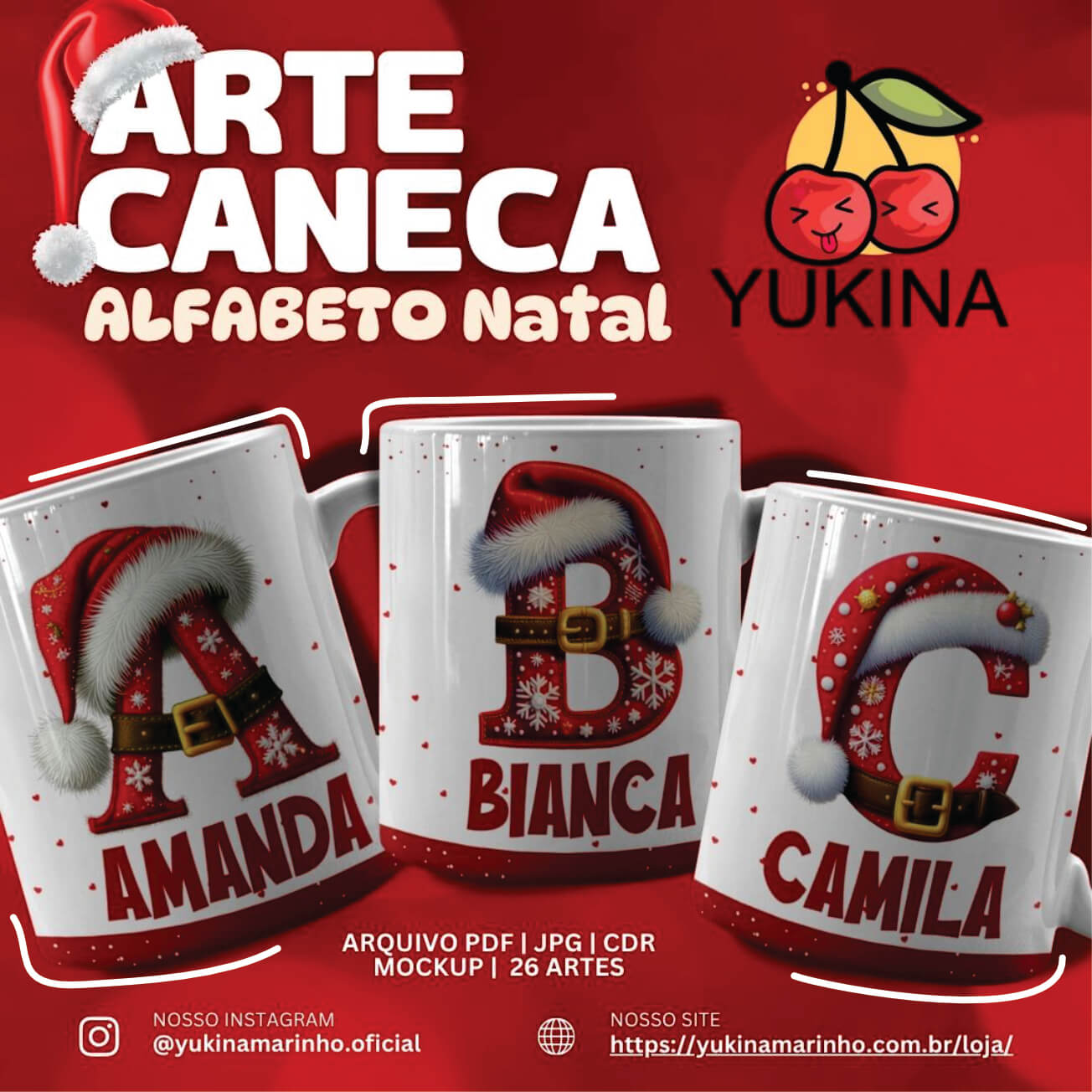V49 – Arte Caneca Alfabeto Natalino