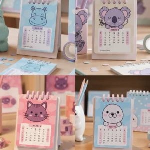 PDF Calendário 2026 para Imprimir – Bichinhos Estilo Kawaii