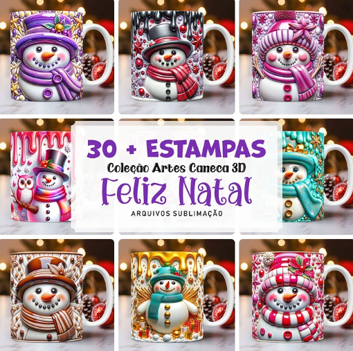 30 Artes para Caneca Boneco de Neve