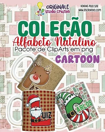 Coleção Alfabeto Natalino – Cartoon - 500 arquivos em png