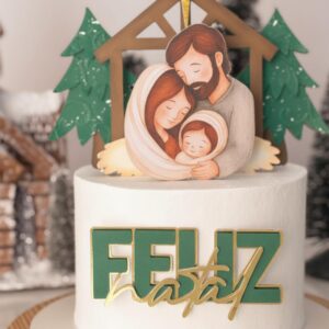 Feliz Natal Jesus Aquarela – Topo de Bolo