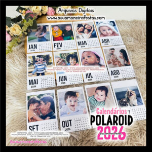 Molduras Calendário Polaroid 2026 (Português, English, Español)