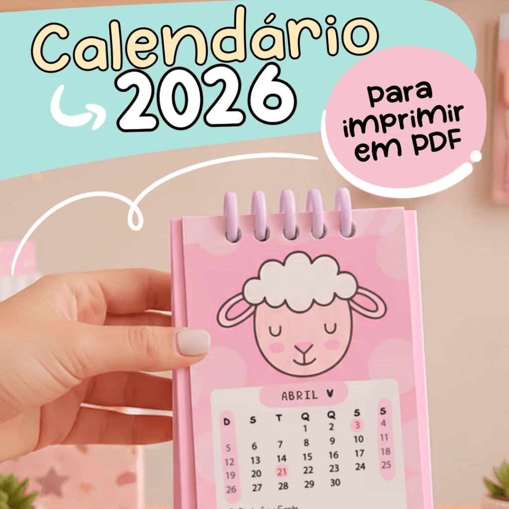 PDF Calendário 2026 para Imprimir – Bichinhos Estilo Kawaii - Imagem 6