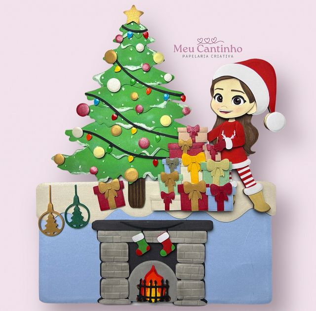 Topo Natalino Pilha de presentes em camadas