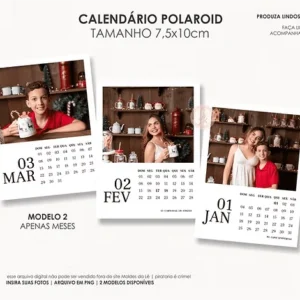 Calendário Polaroid 2026 (Moldes da Lê)