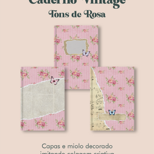 Caderno Vintage Tons de Rosa Costura - Perfeito Miolo