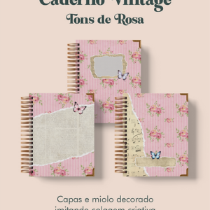 Caderno Vintage Tons de Rosa Wireo - Perfeito Miolo