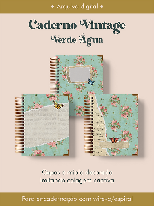 Caderno Vintage Verde Água Wire-o - Perfeito Miolo