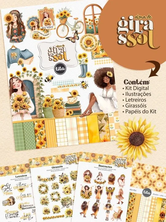 Alma de Girassol – Combo Ilustrações e Papéis (Tita)