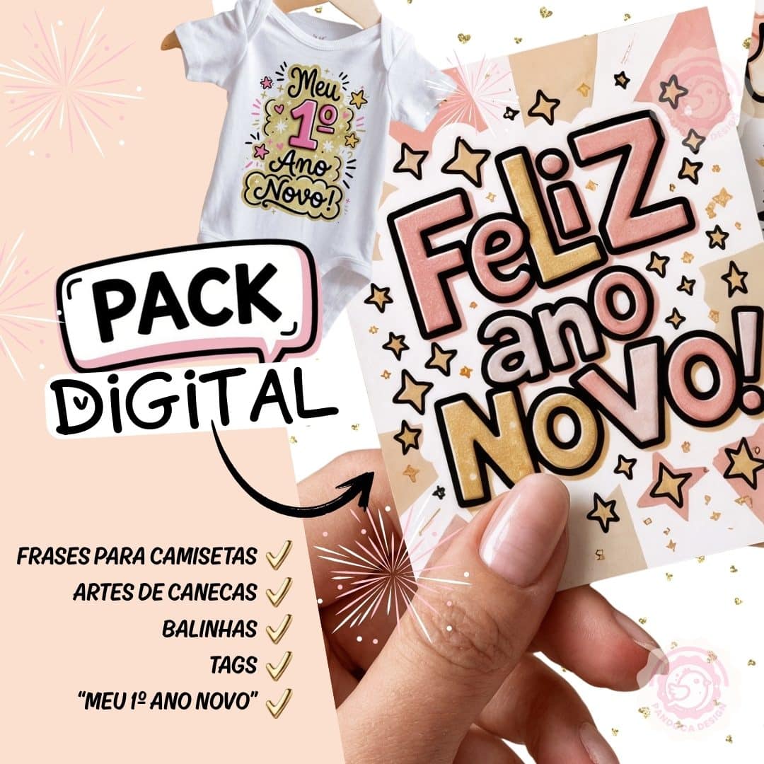 Pack FELIZ ANO NOVO - Artes canecas e camisetas