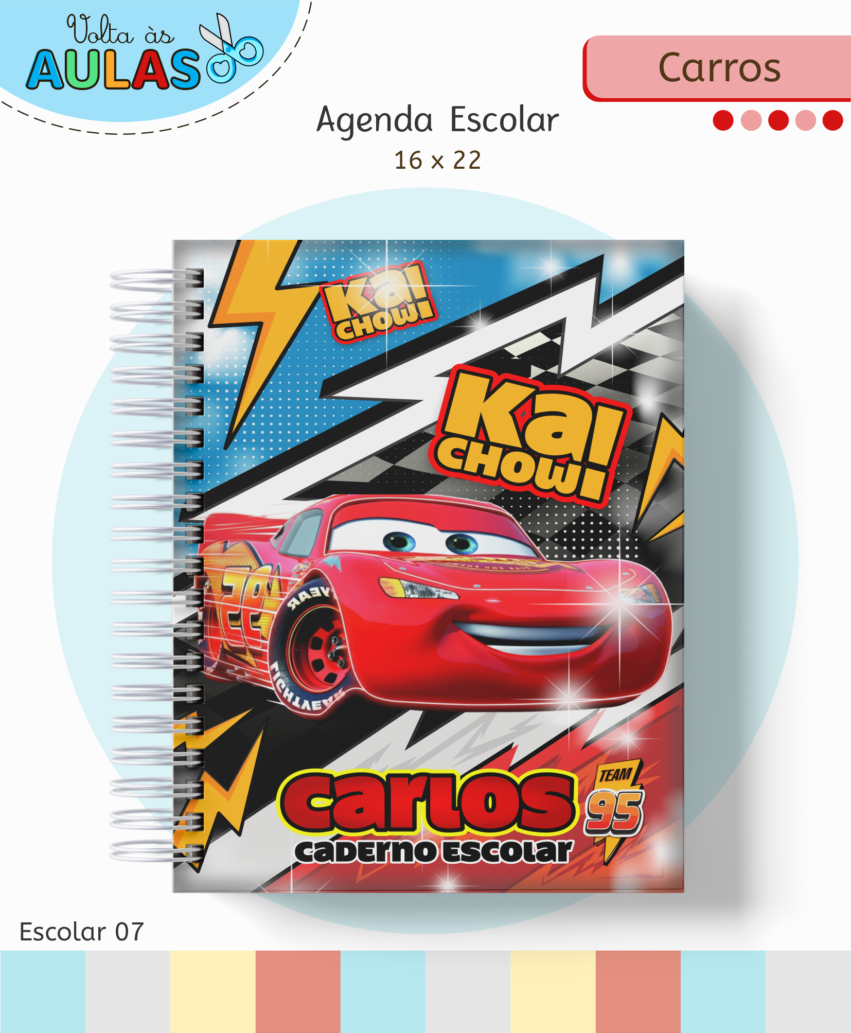 Carros Disney – Kit Escolar 2026 (Lina Criativa)