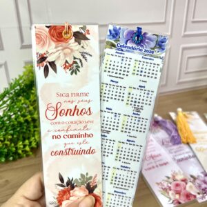 Marca Páginas Florais com Calendário 2026